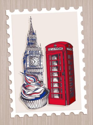 Poster Londoner Briefmarke mit Big Ben
