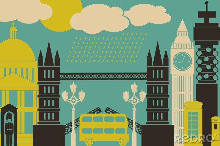 Poster Londoner Bus im grafischen Stil