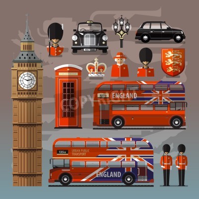 Poster Londoner Symbole Großbritanniens