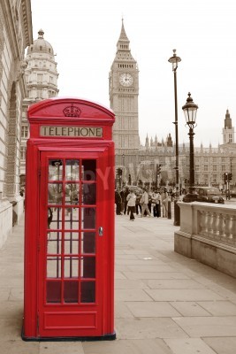 Poster Londoner Telefonzelle am Big Ben