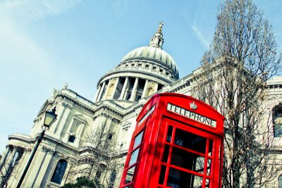 Poster Londoner Telefonzelle mit St. Pauls Hintergrund