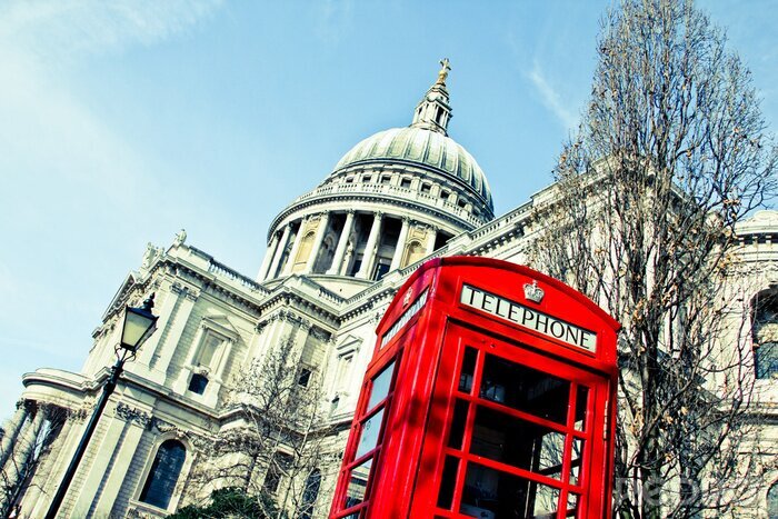 Poster Londoner Telefonzelle mit St. Pauls Hintergrund