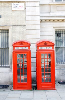 Poster Londoner Telefonzellen am Broad Court