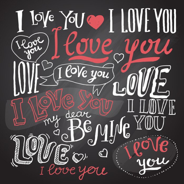 Poster Love Lettering auf einer Tafel