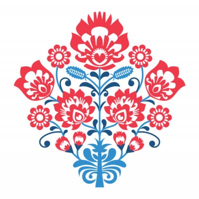 Poster Łowicz-Ornament mit Blumen