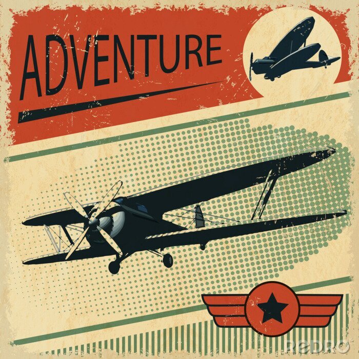 Poster Luftfahrtabenteuer im Retro-Stil