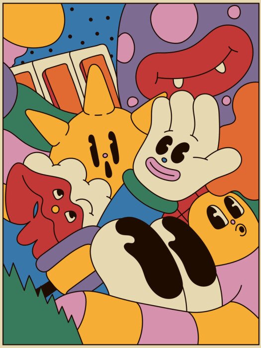 Poster Lustige Hippie-Figuren