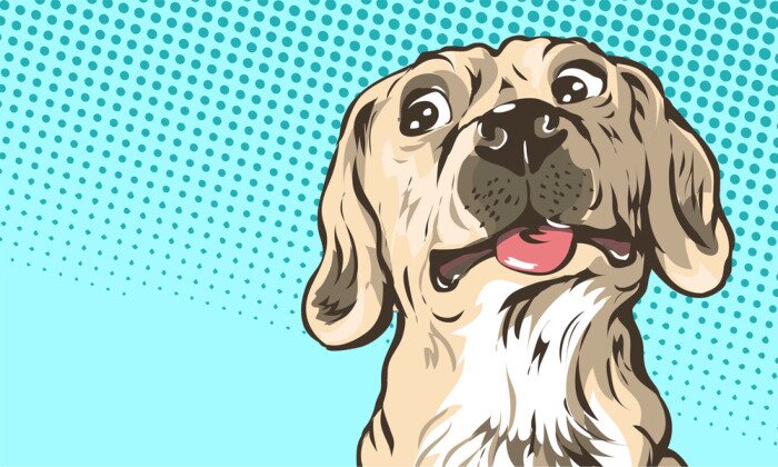 Poster Lustiger Hund im Comic-Stil