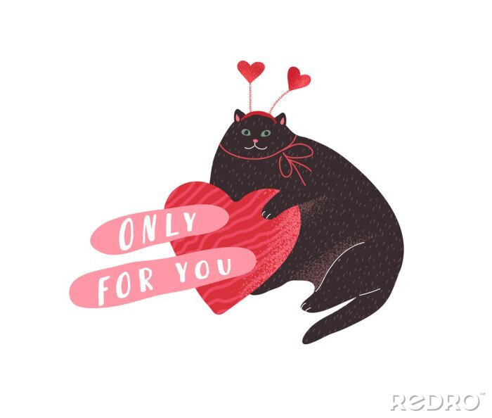 Poster Lustiges Kätzchen mit Herz