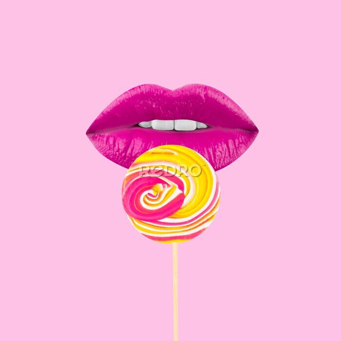 Poster Lutscher und rosa Lippen
