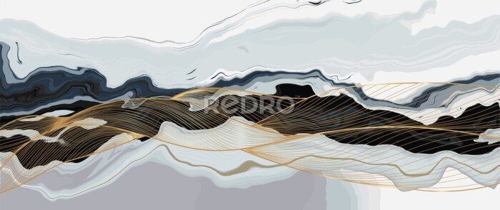 Poster Luxury marble texture background design vector. Liquid marble texture with gold lines art creative wallpaper design for posters, business cards, invitation, art deco. vector illustration.