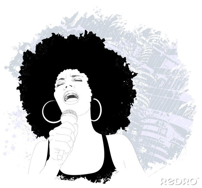 Poster Mädchen beim Jazzsingen