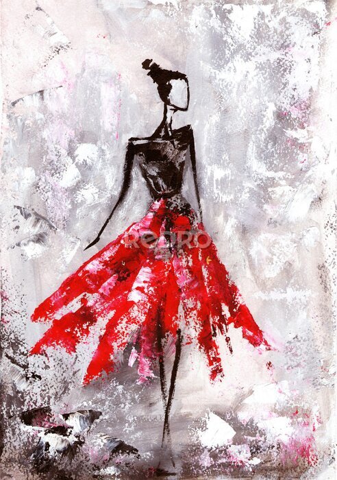 Poster Mädchen in einem roten Rock