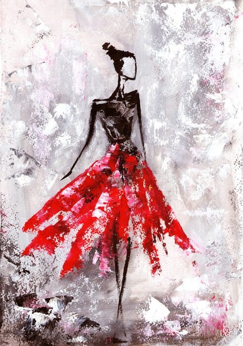 Poster Mädchen in einem roten Rock