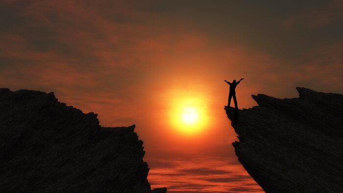 Poster Männlich auf einem Berg