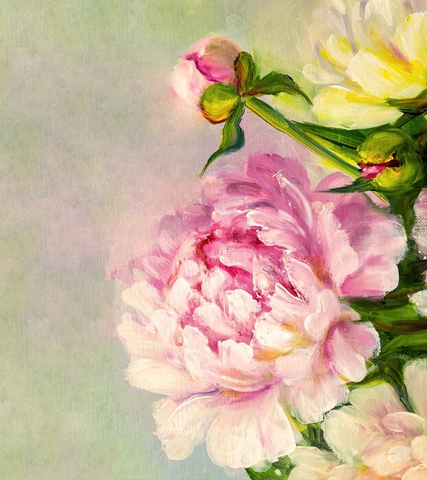 Poster Märchenhafte Pfingstrosen in Renaissance-Version