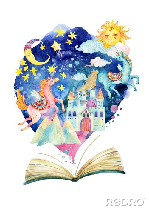 Poster Märchenhafte Welt in einem magischen Buch verschlossen