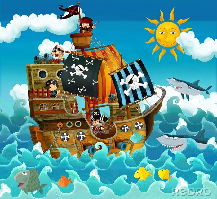 Poster Märchenpiraten auf dem Schiff