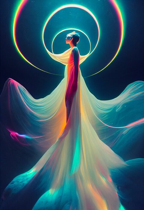 Poster Magische Frau in einem weißen Kleid