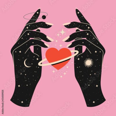 Poster Magische Hand und Herzsymbol