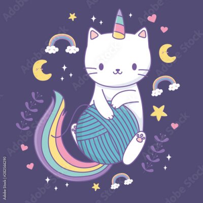 Poster Magisches Kätzchen im Weltraum
