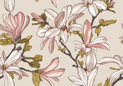 Poster Magnolien einheitliches Glamour-Muster
