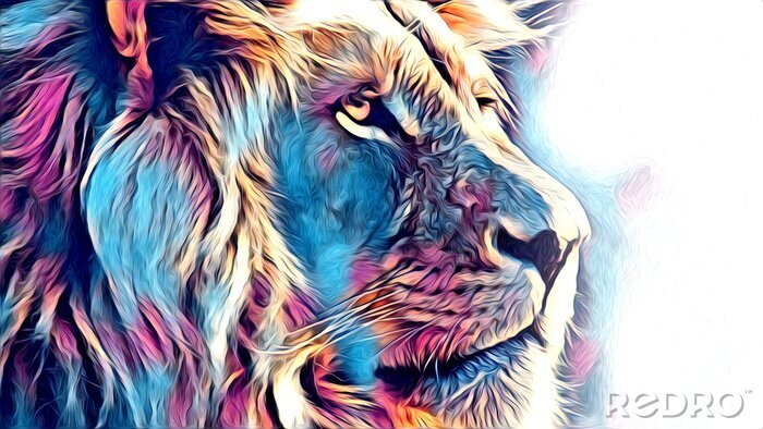 Poster Majestätischer Löwe in Farbe