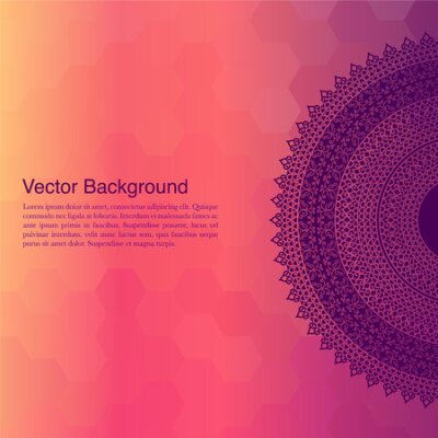 Poster Mandala auf grafischem Hintergrund und Platz für eine Inschrift