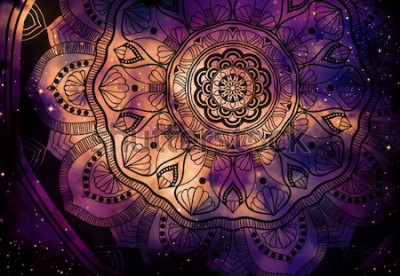 Poster Mandala auf Weltraum-Hintergrund