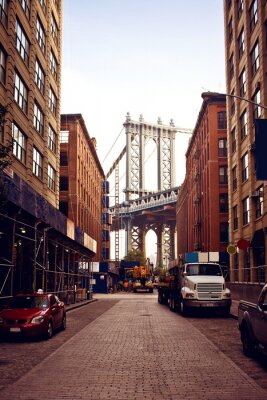 Poster Manhattan-Brücke aus der Perspektive eines Passanten