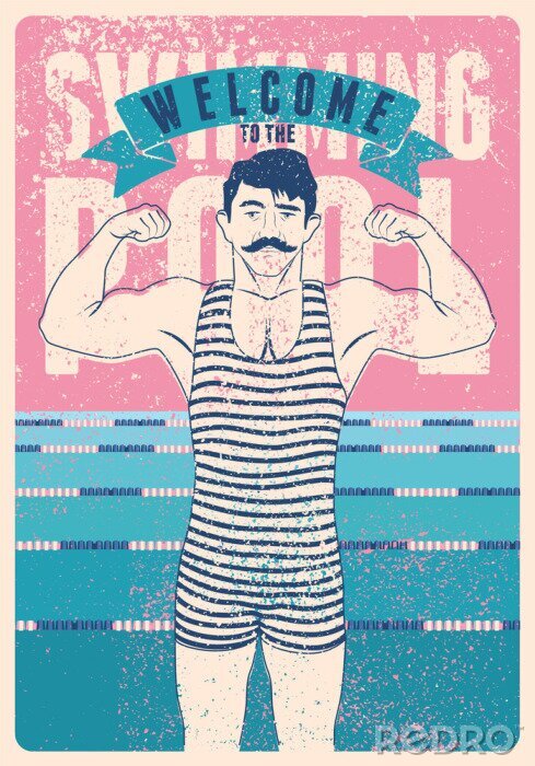 Poster Mann im Badeanzug Vintage