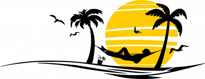 Poster Mann in der Hängematte und Sonnenuntergang