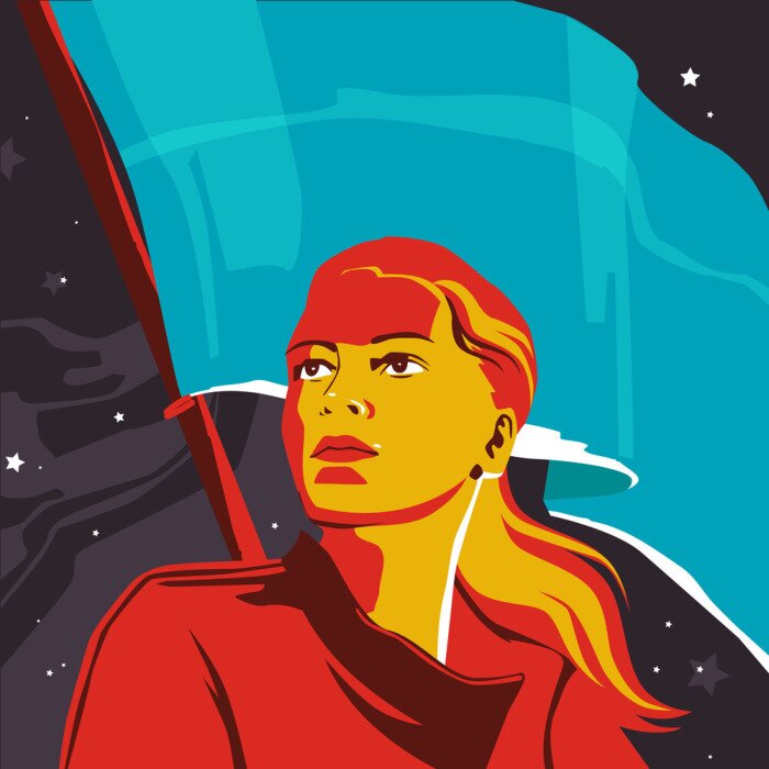 Poster Mann mit einer Flagge