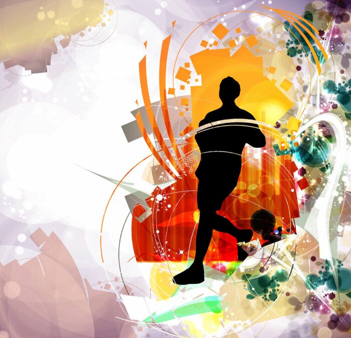 Poster Marathonläufer auf einem farbigen Hintergrund