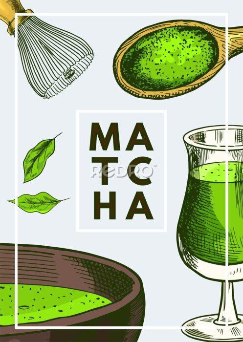 Poster Matcha-Grüntee-Typografie