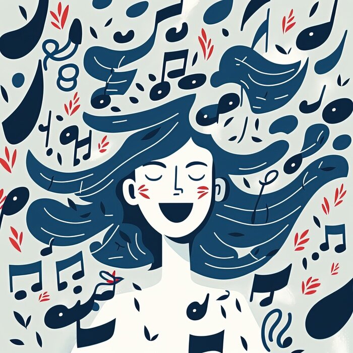 Poster M?dchen, das Musik h?rt