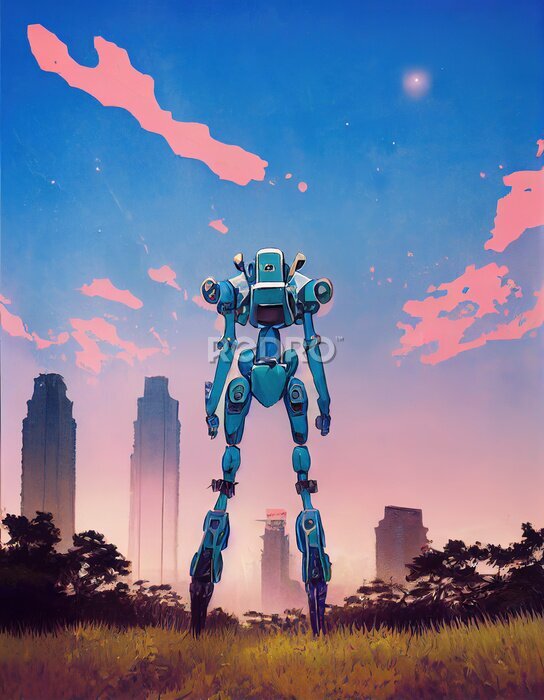 Poster Mecha-Roboter im Anime-Stil