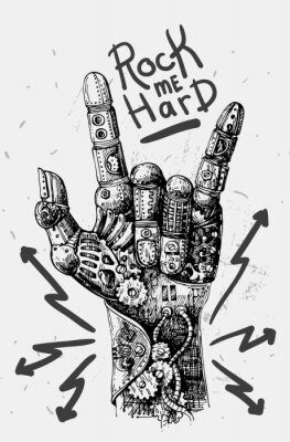 Poster Mechanische Hand im Punk-Stil