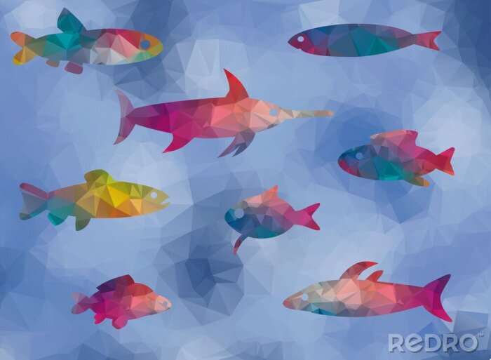 Poster Meer und geometrische Fische