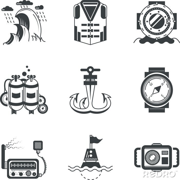 Poster Meer und Zeichensymbole