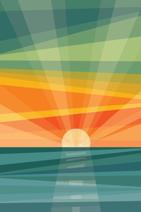 Poster Meereslandschaft im Vintage-Stil