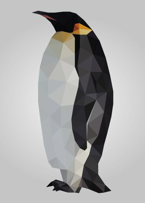 Poster Meerestiere geometrischer Pinguin in Farbe