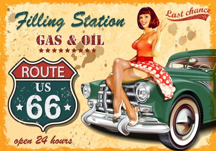 Poster Mensch auf einem Auto