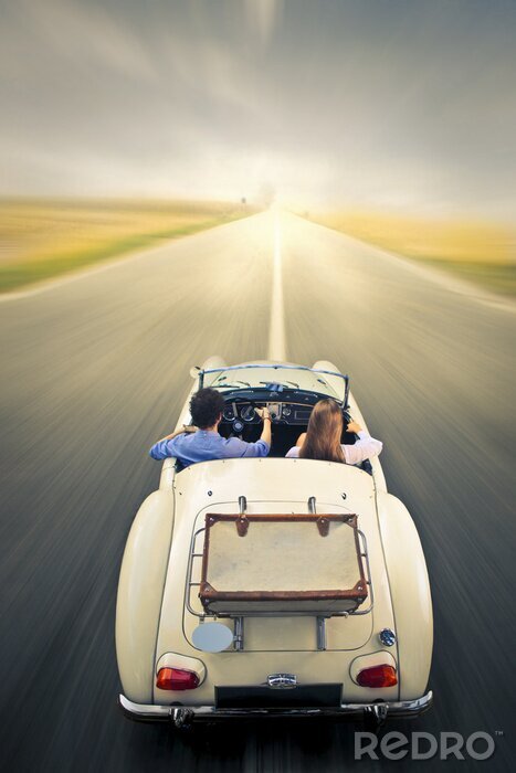 Poster Menschen mit fahrendem Auto