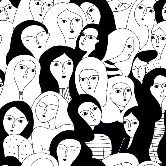 Poster Menschen mit femininen Gesichtern