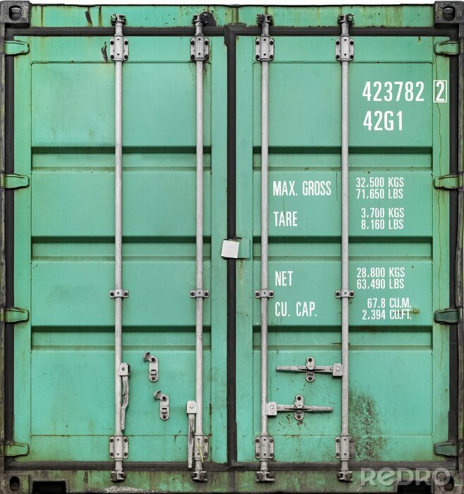 Poster Metallmauer grüner Container