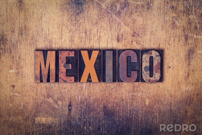 Poster Mexiko Inschrift aus Druckschrift angeordnet