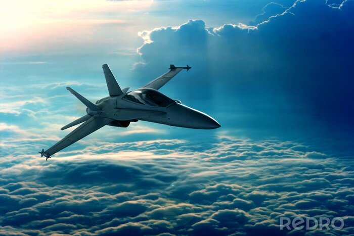 Poster Militärflugzeug über den Wolken