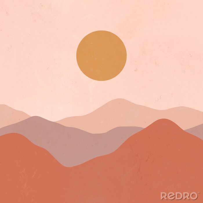 Poster Minimalistische Grafik bei Sonnenaufgang