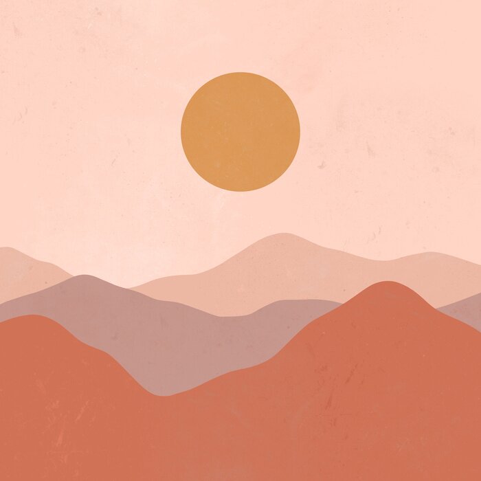 Poster Minimalistische Grafik bei Sonnenaufgang